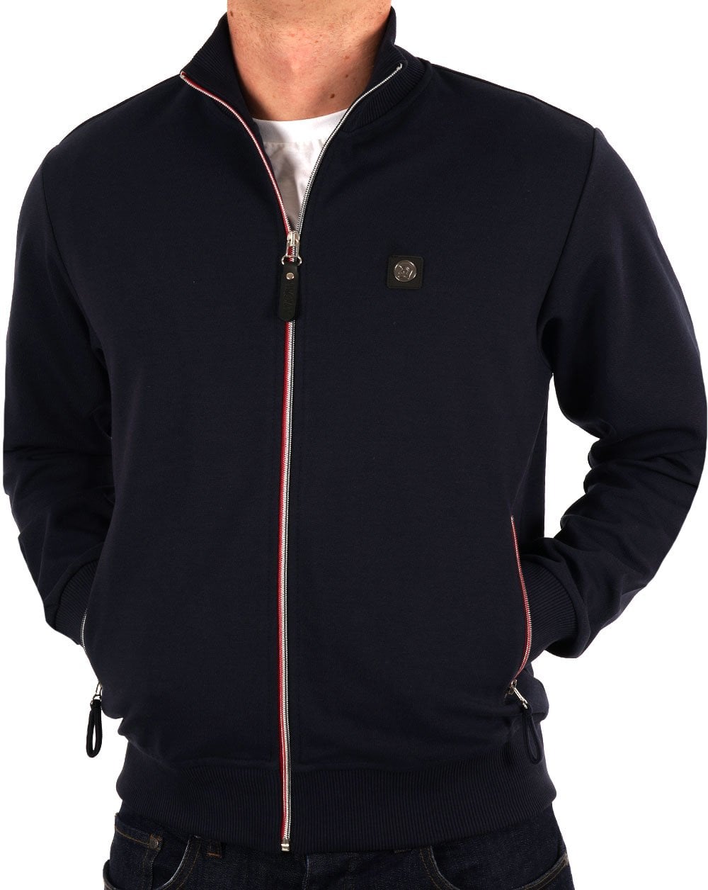 Trojan Chrome Zip Plain Track Top Navy