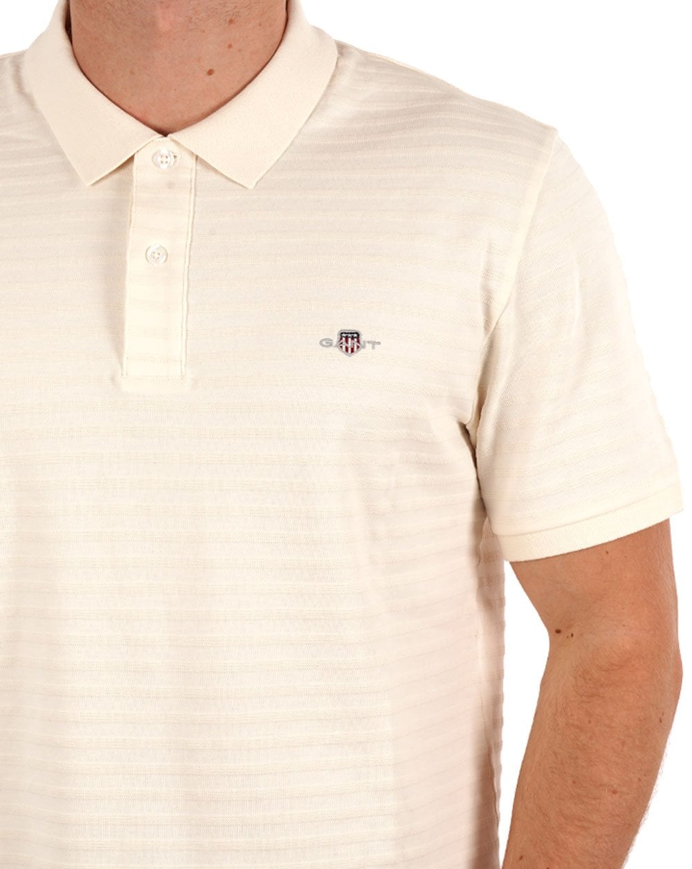 Gant Textured Stripe Polo Shirt Cream