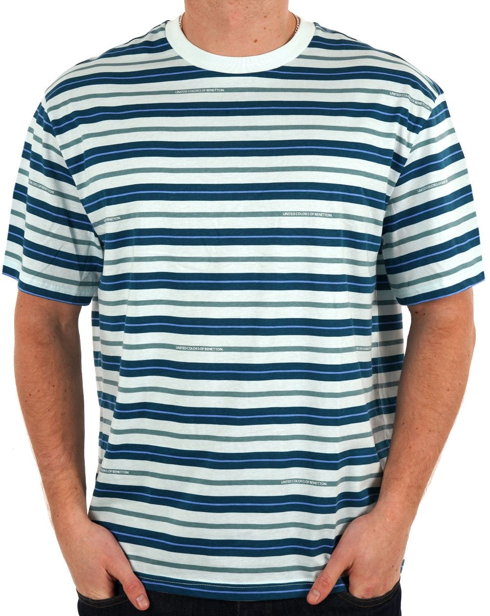 Benetton Striped T Shirt Blue/Green