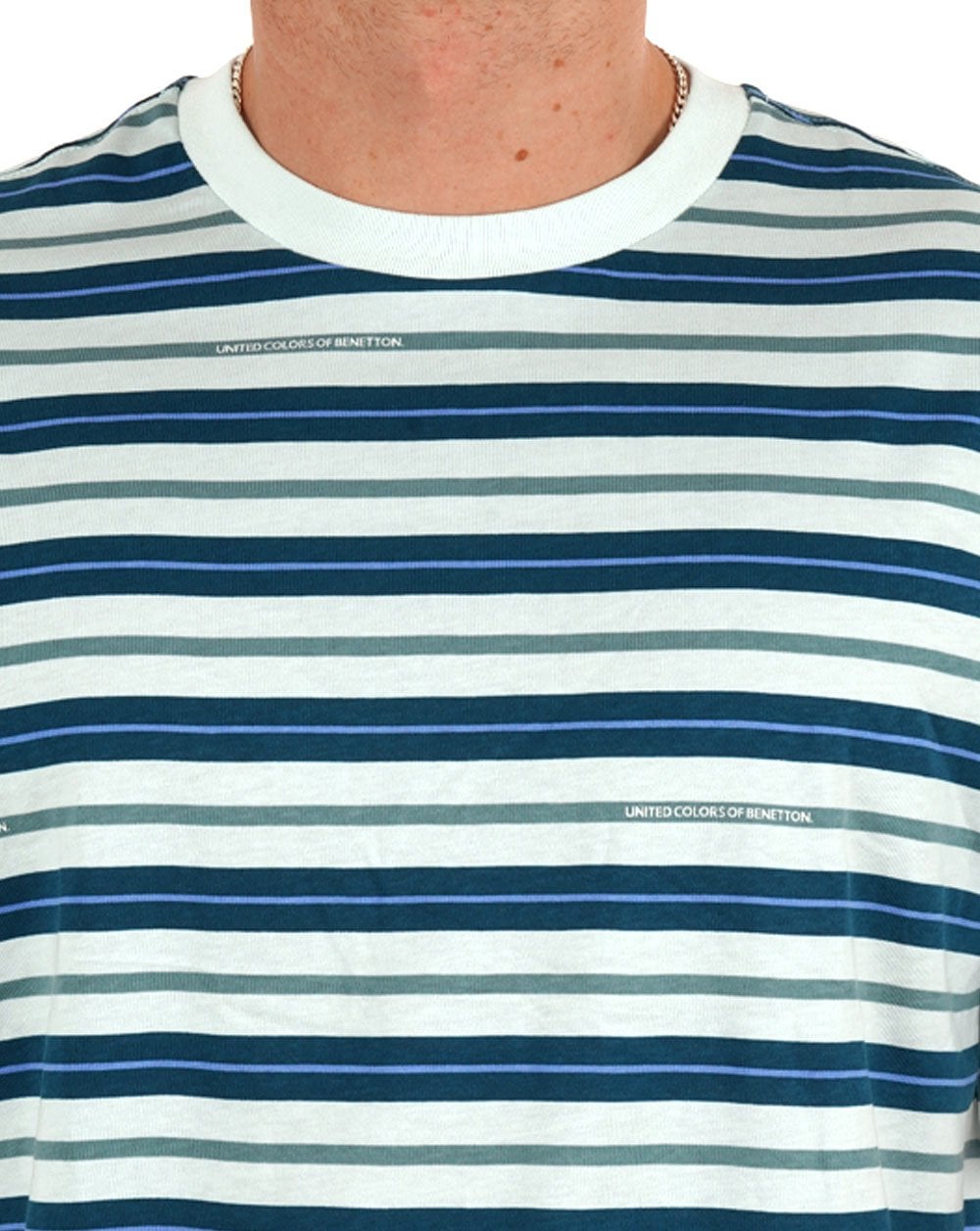 Benetton Striped T Shirt Blue/Green