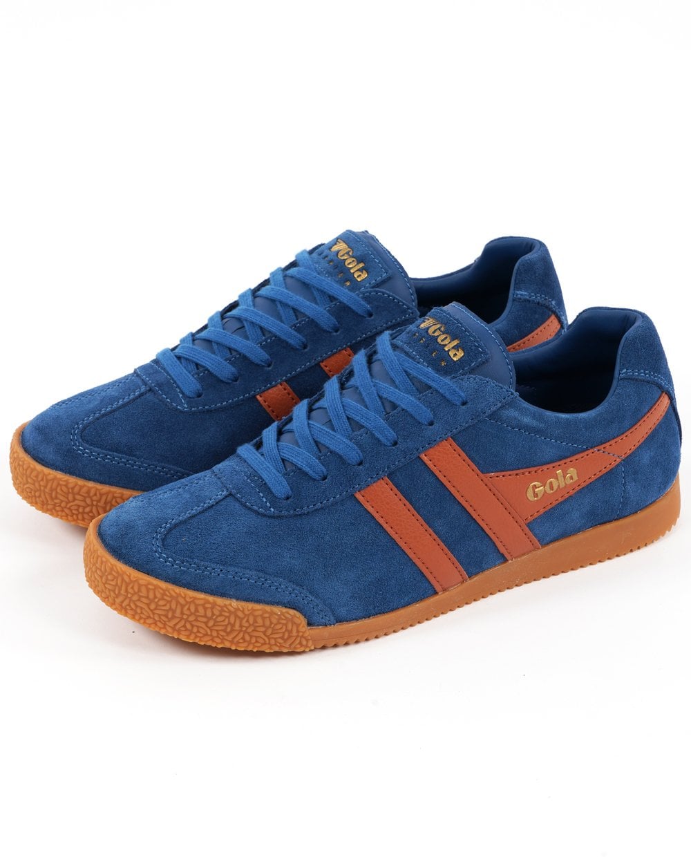 Gola Harrier Suede Trainer Marine Blue / Moody Orange