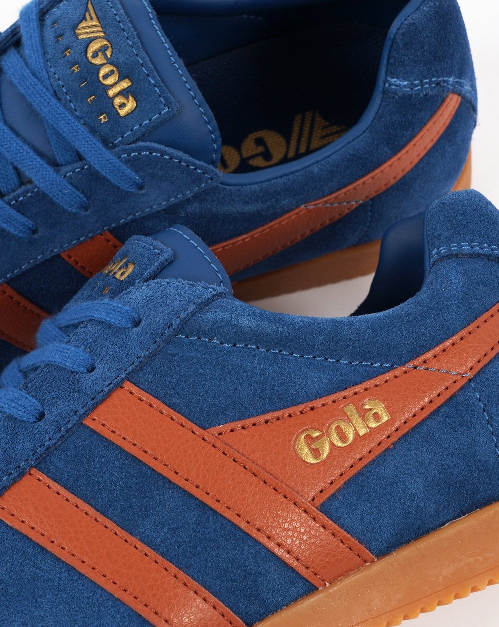 Gola Harrier Suede Trainer Marine Blue / Moody Orange
