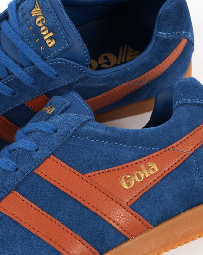 Gola Harrier Suede Trainer Marine Blue / Moody Orange