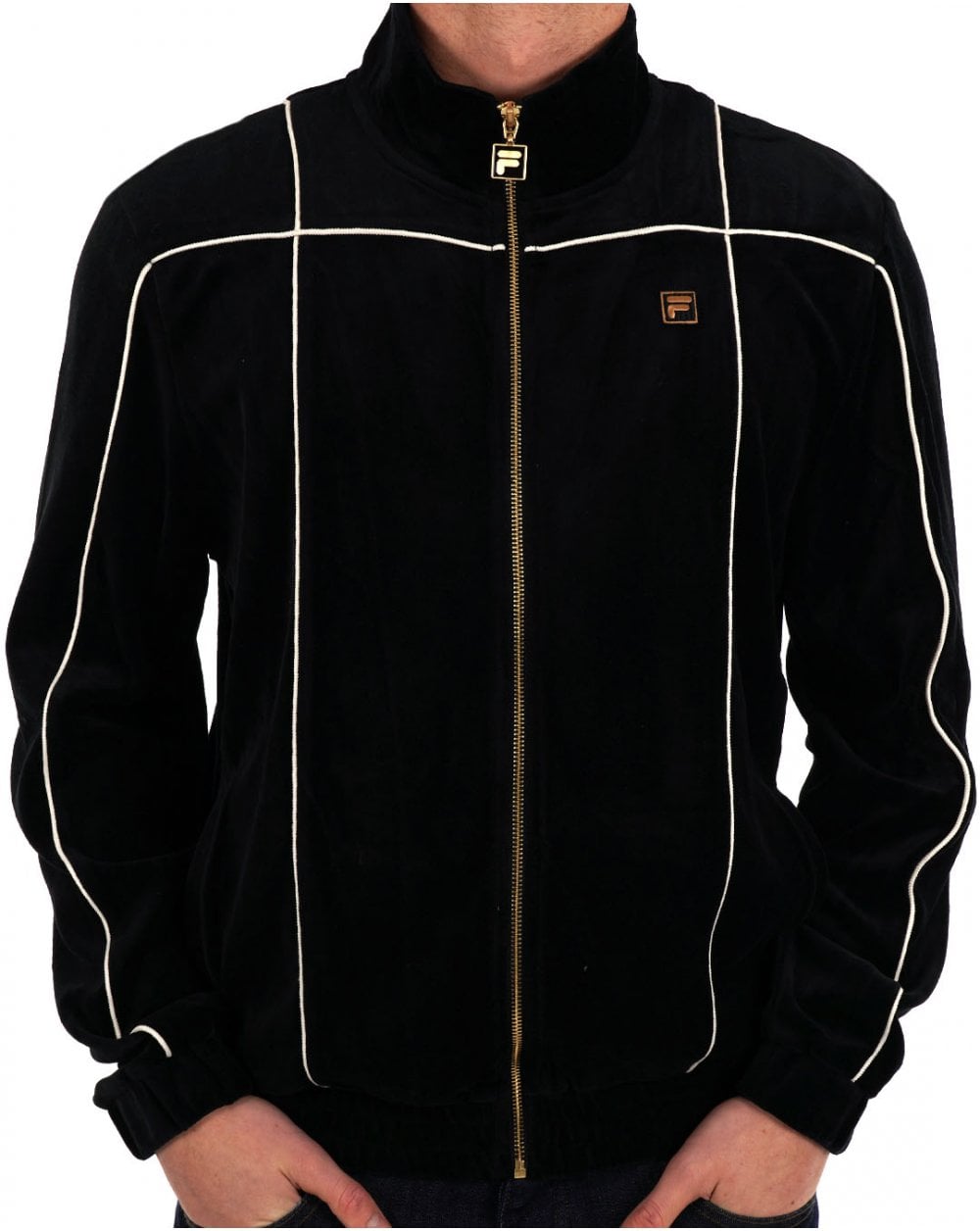 Fila Gold Piped Velour Track Top Black
