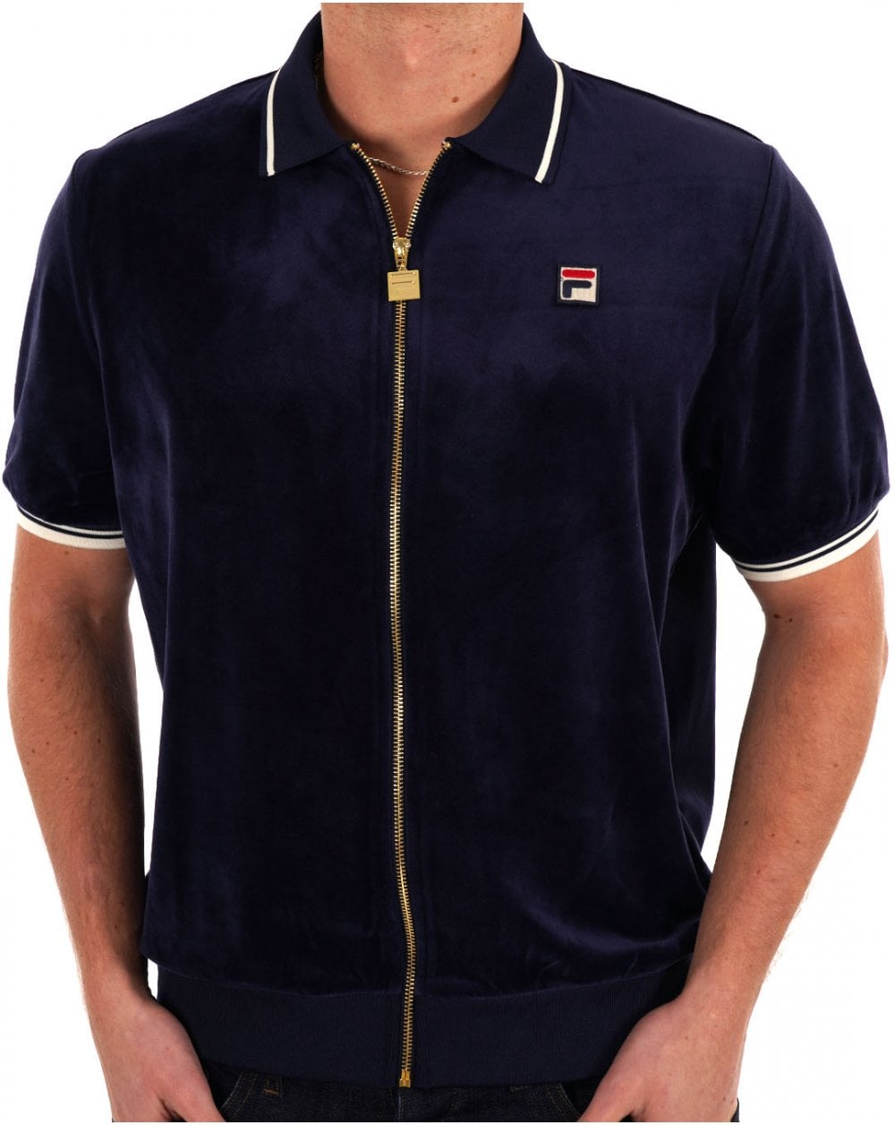 Fila Vintage Terry FZ Velour Polo Navy
