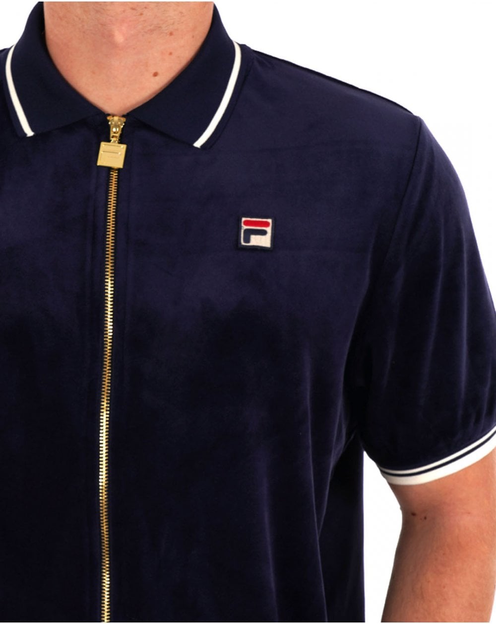 Fila Vintage Terry FZ Velour Polo Navy