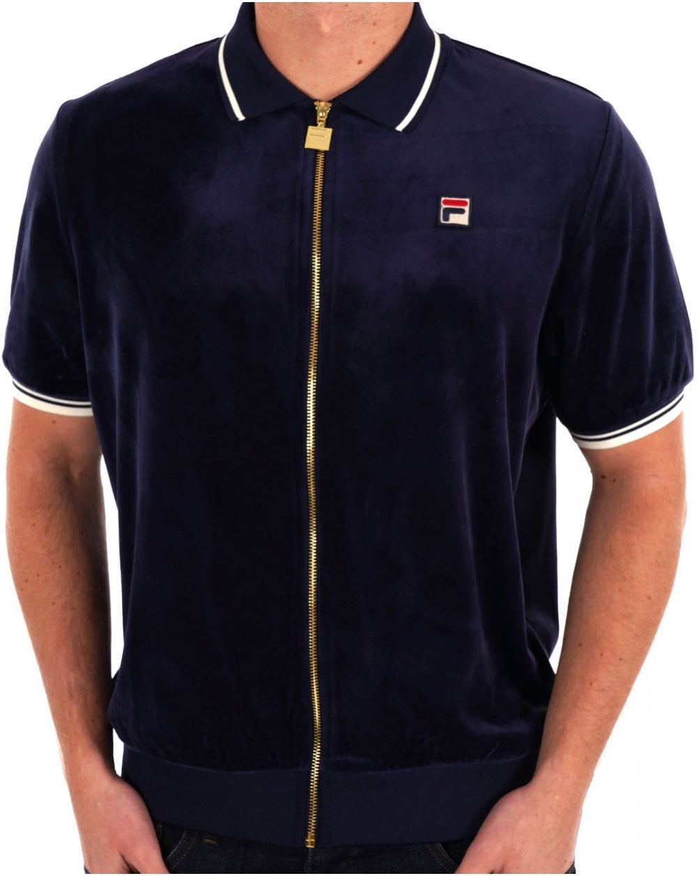Fila Vintage Terry FZ Velour Polo Navy