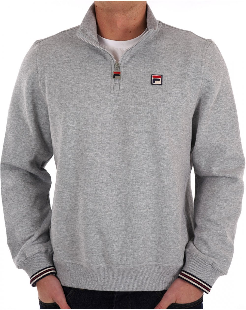 Fila Vintage 1/4 Zip Sweat Light Grey Marl