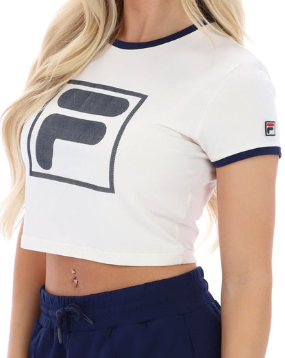 Fila Vintage Women's Jeno Cropped Tee Gardenia/Navy