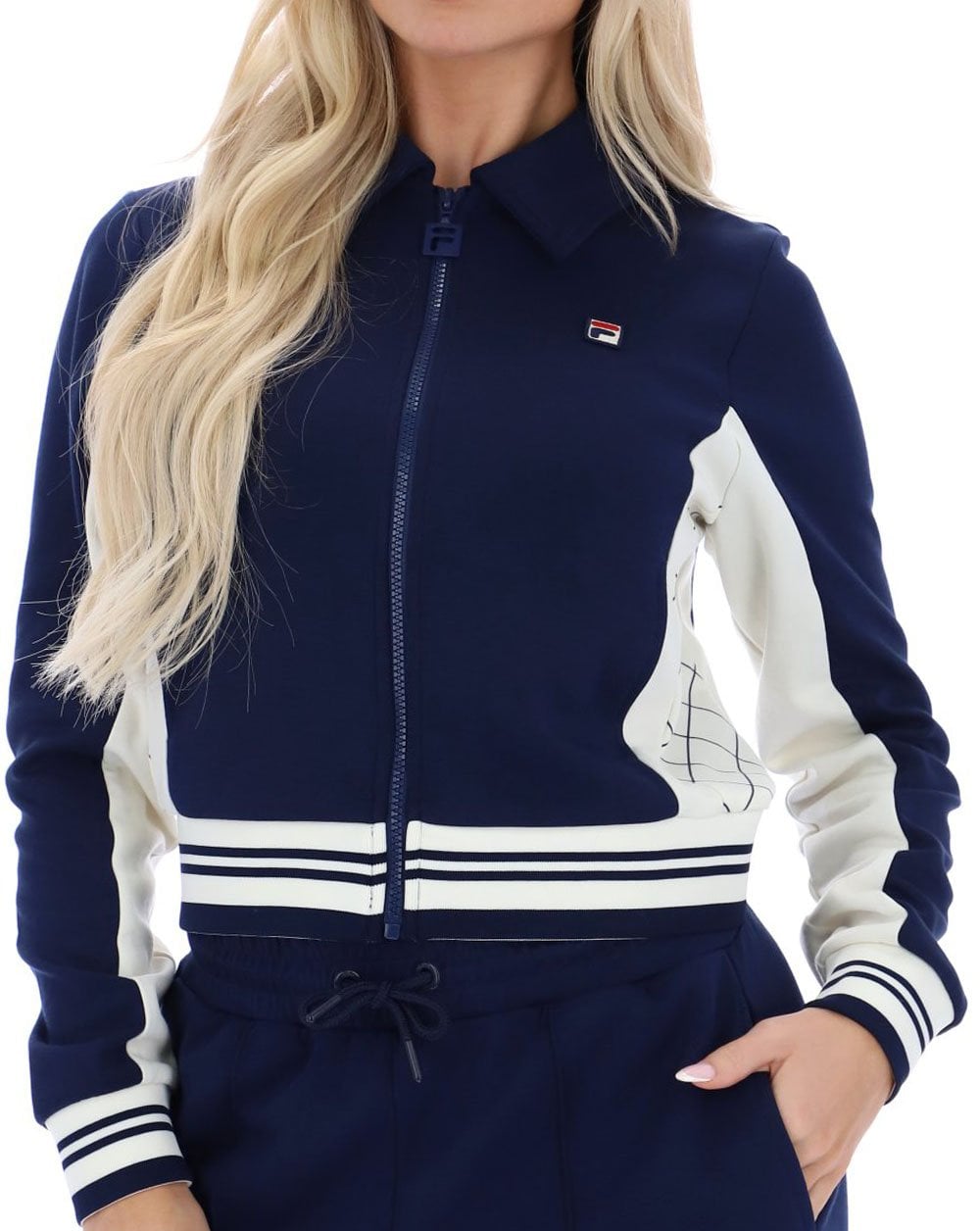 Fila Vintage Jelena Cropped Track Top Navy/Gardenia