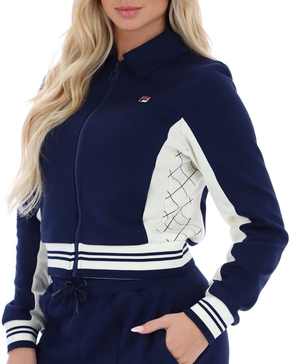 Fila Vintage Jelena Cropped Track Top Navy/Gardenia