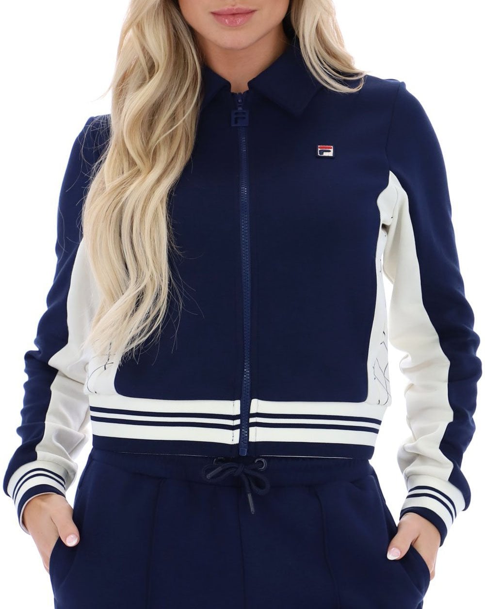 Fila Vintage Jelena Cropped Track Top Navy/Gardenia