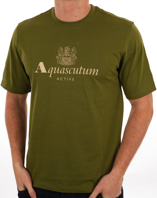Aquascutum Large Logo T Shirt Army Green