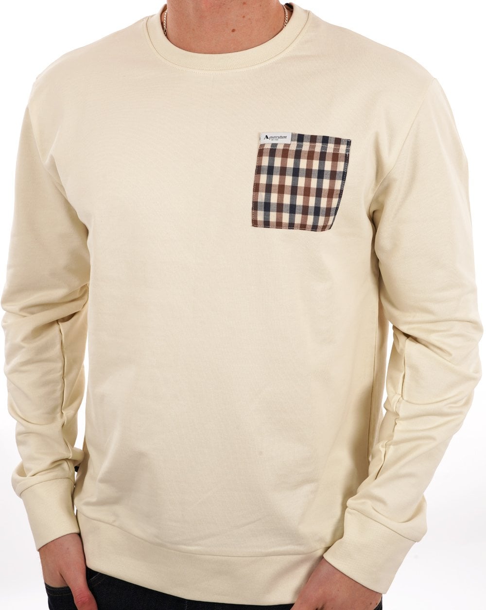 Aquascutum Iconic Pocket Crew Sweat Off White