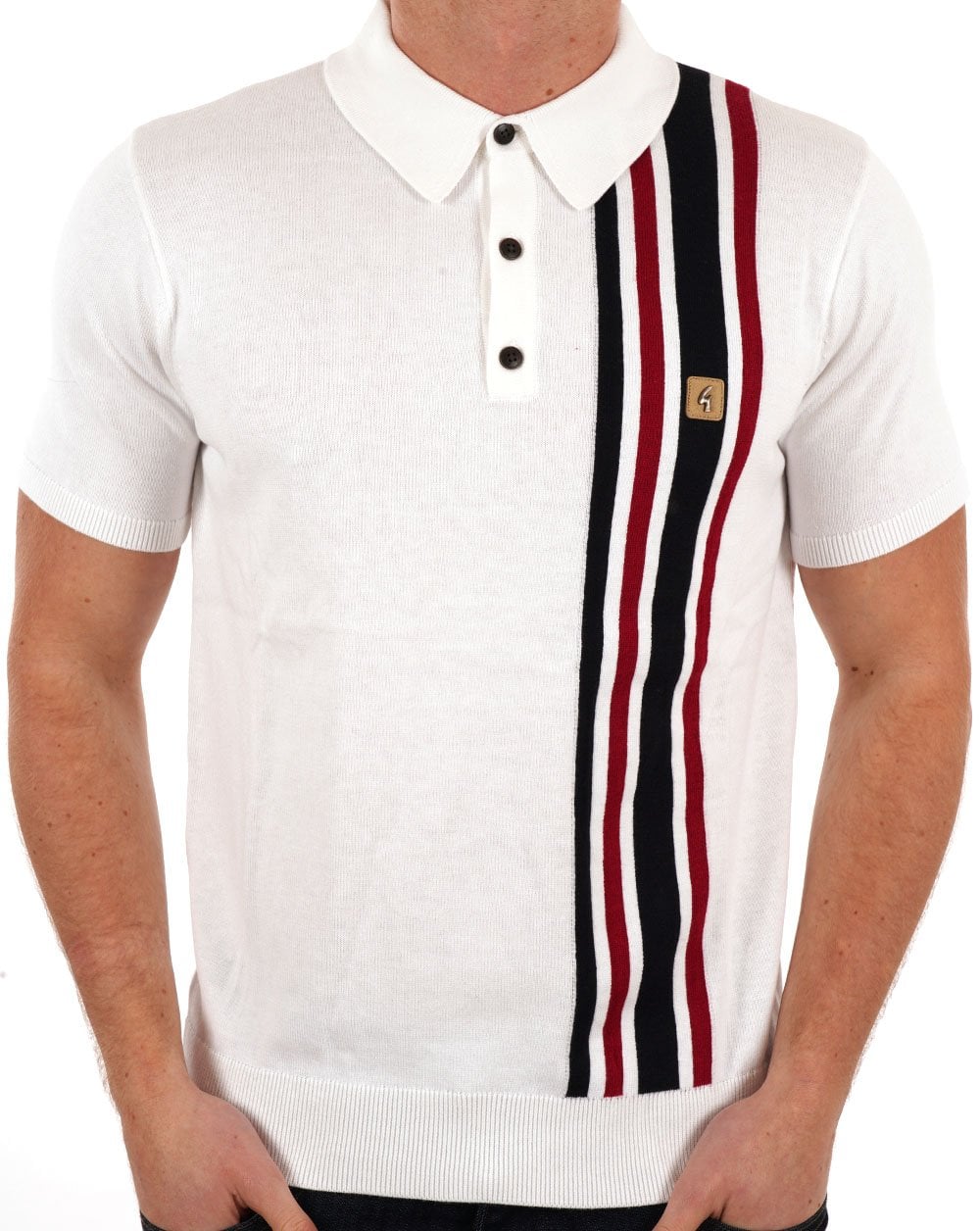 Gabicci Vintage Soda SS Knitted Polo White