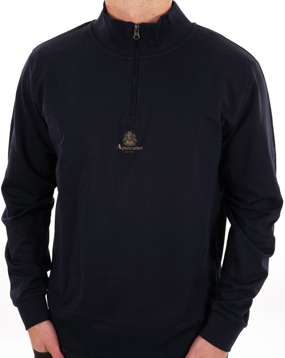 Aquascutum Small Logo 1/4 Zip Sweat Navy