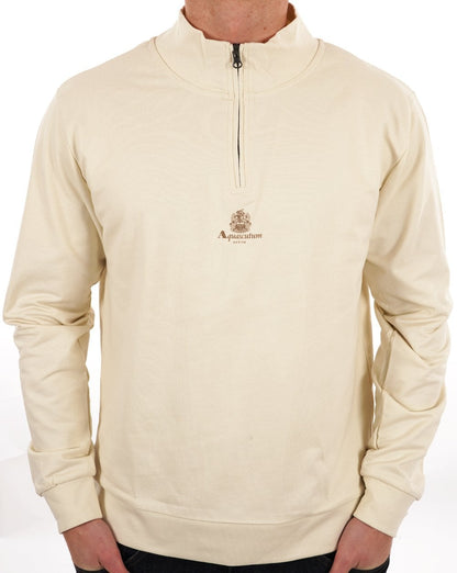 Aquascutum Small Logo 1/4 Zip Sweat Off White