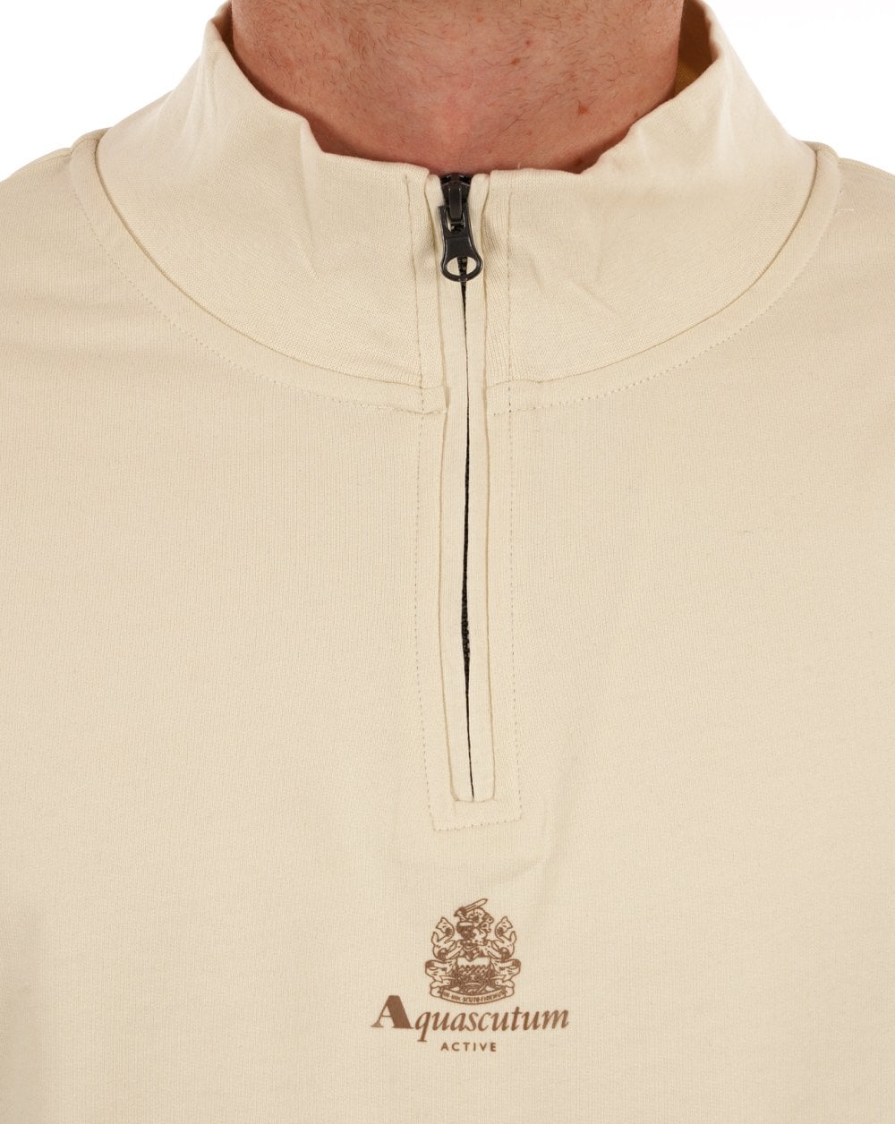 Aquascutum Small Logo 1/4 Zip Sweat Off White