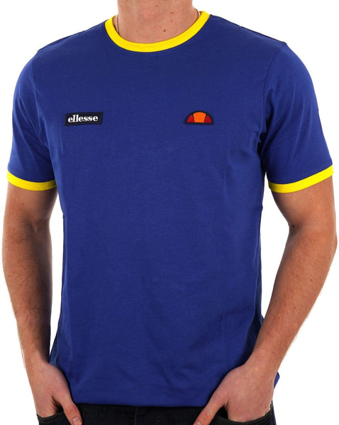 Ellesse Ringer T Shirt Blue/Yellow