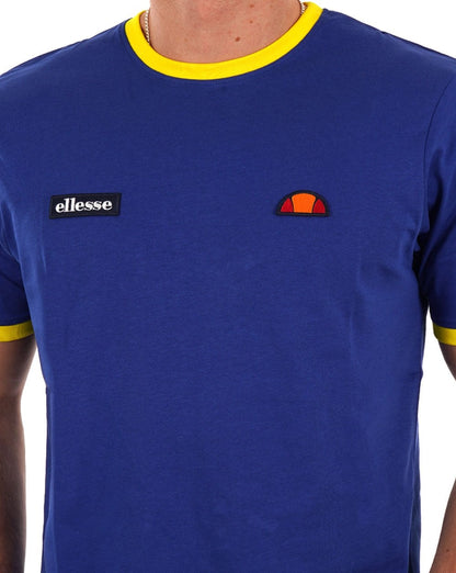 Ellesse Ringer T Shirt Blue/Yellow