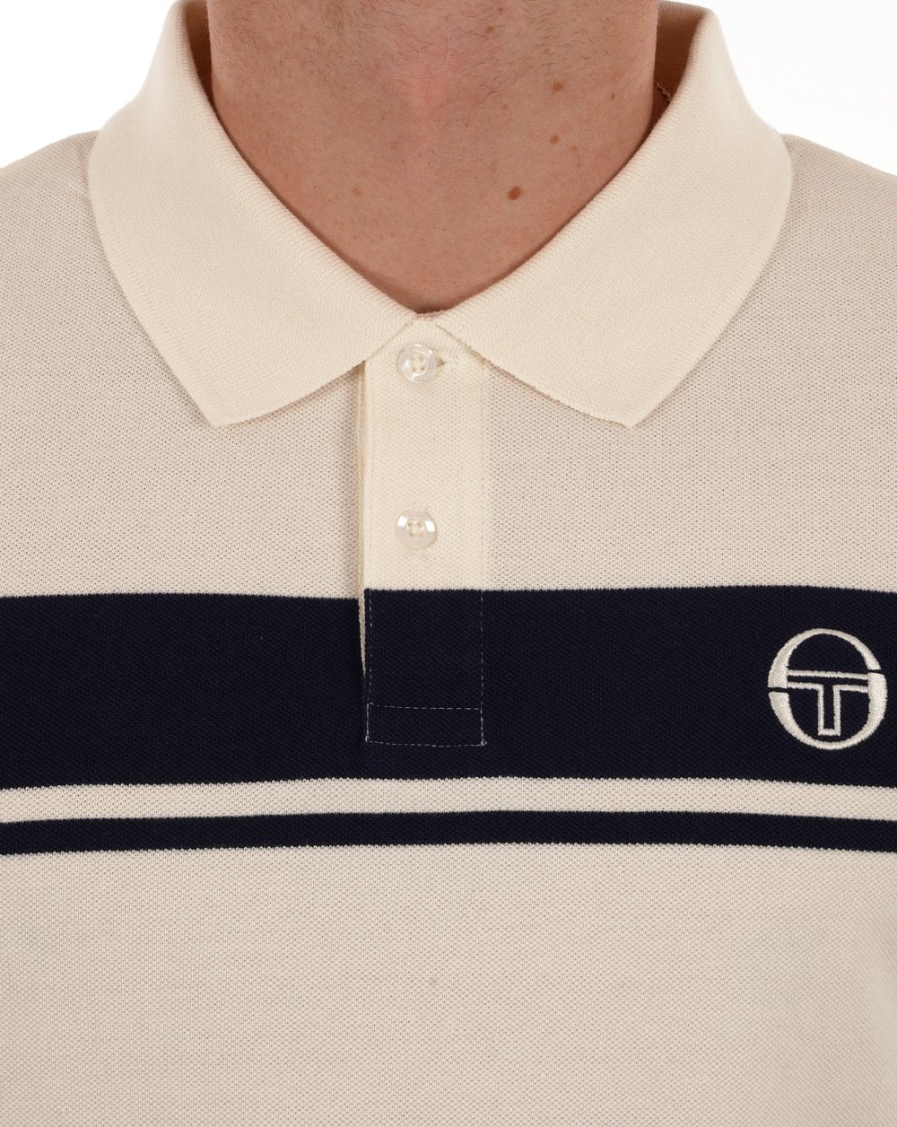 Sergio Tacchini Young Line Polo Shirt Gardenia/Navy Blue