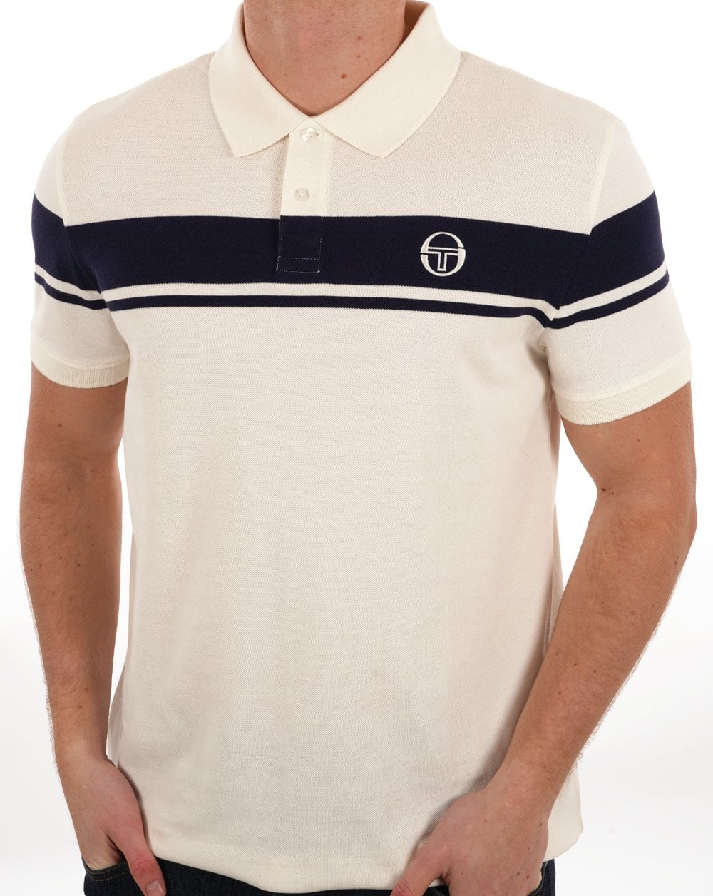 Sergio Tacchini Young Line Polo Shirt Gardenia/Navy Blue