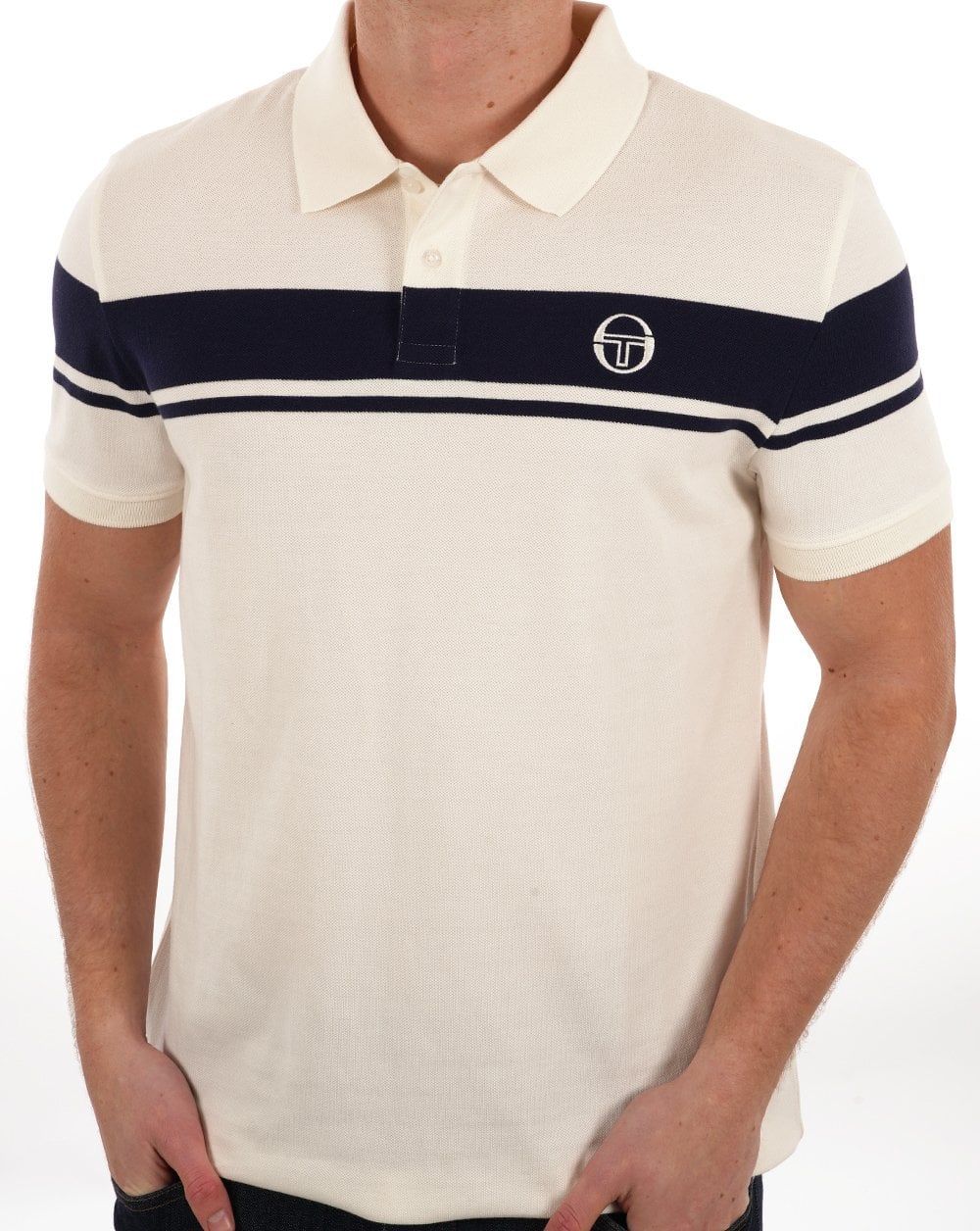 Sergio Tacchini Young Line Polo Shirt Gardenia/Navy Blue