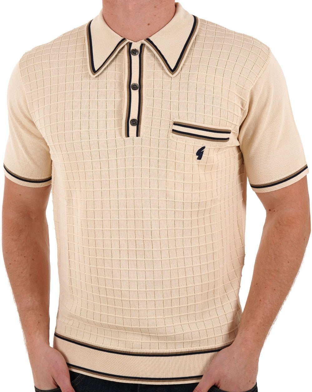 Gabicci Vintage Dario Knitted Polo Cream