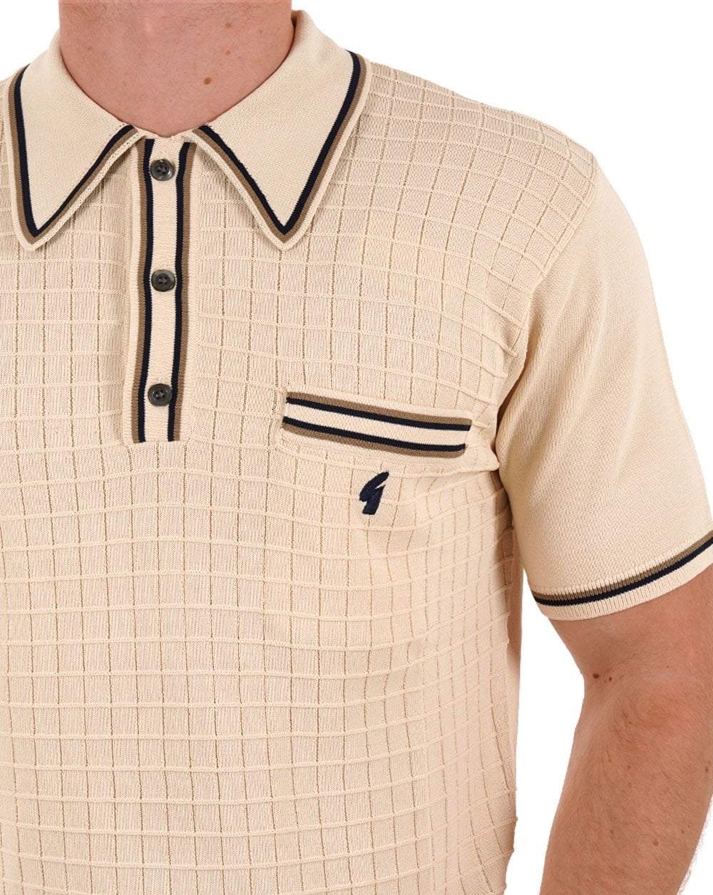 Gabicci Vintage Dario Knitted Polo Cream