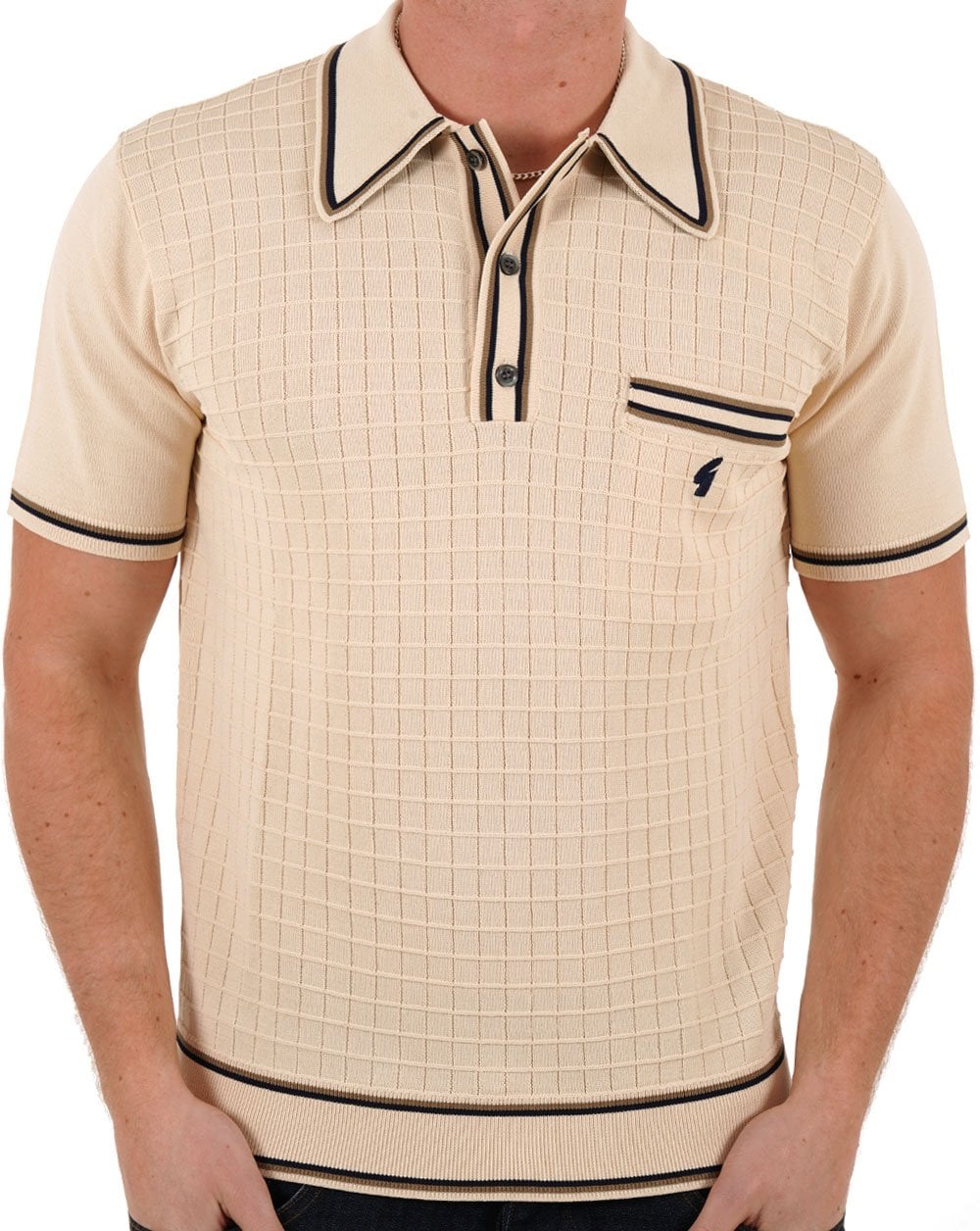 Gabicci Vintage Dario Knitted Polo Cream