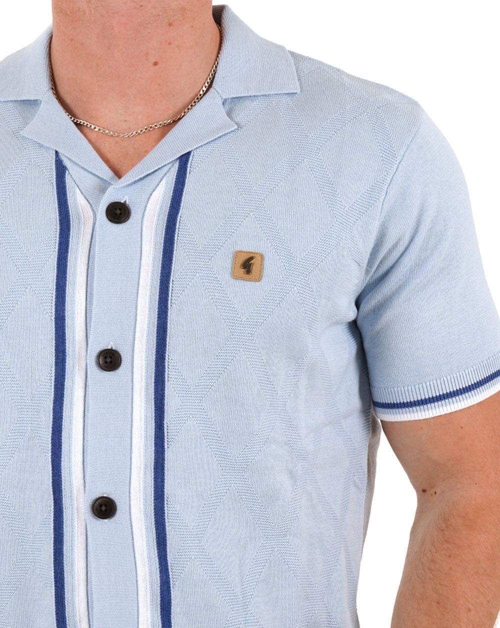 Gabicci Vintage Ross SS Knitted Shirt Azure