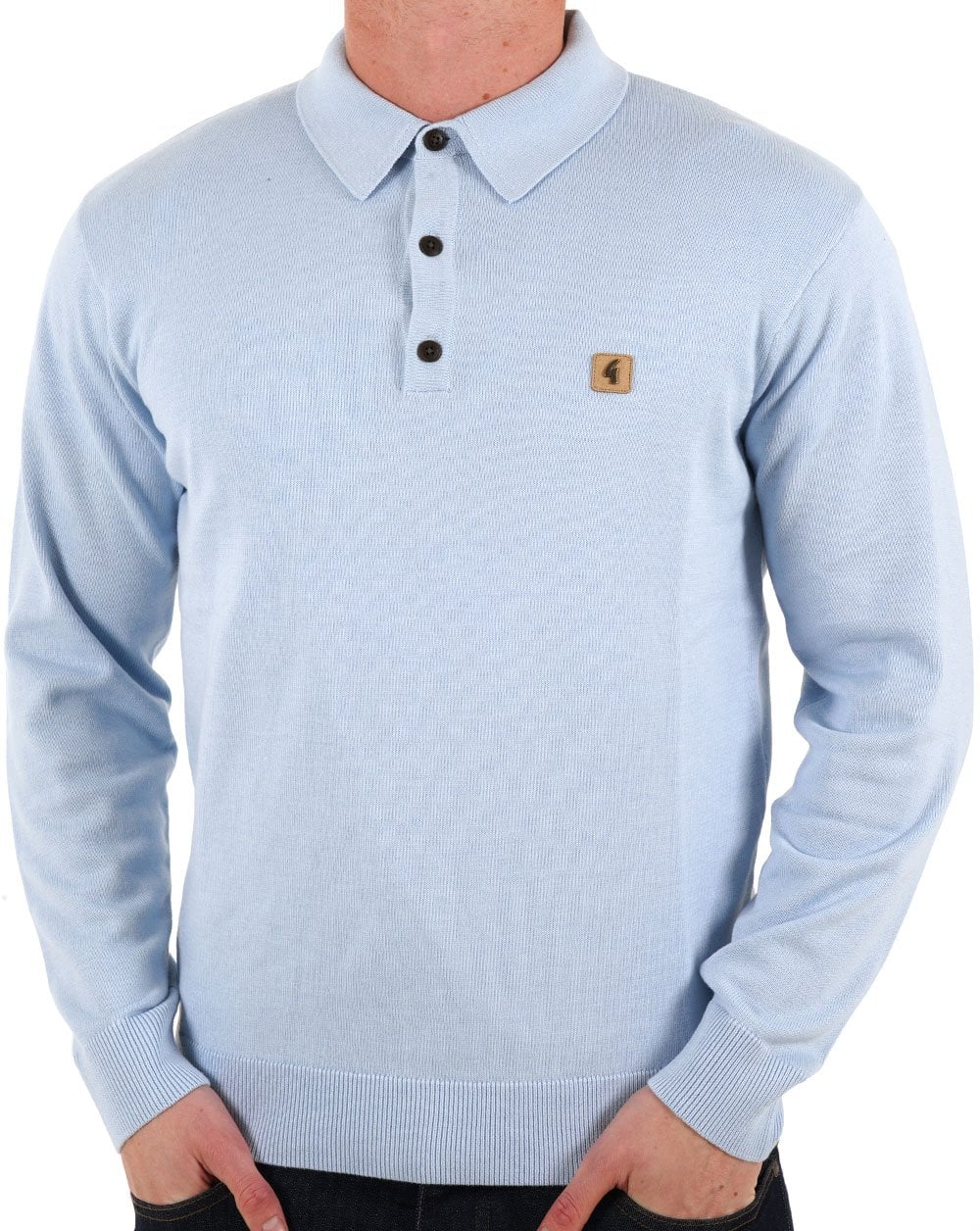 Gabicci Vintage Francesco LS Knitted Polo Sky