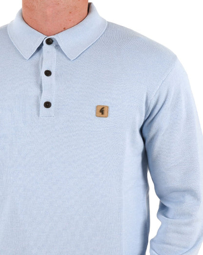 Gabicci Vintage Francesco LS Knitted Polo Sky