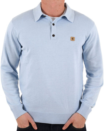 Gabicci Vintage Francesco LS Knitted Polo Sky