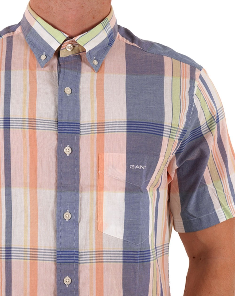 Gant Indian Madras Short Sleeve Shirt Eggshell