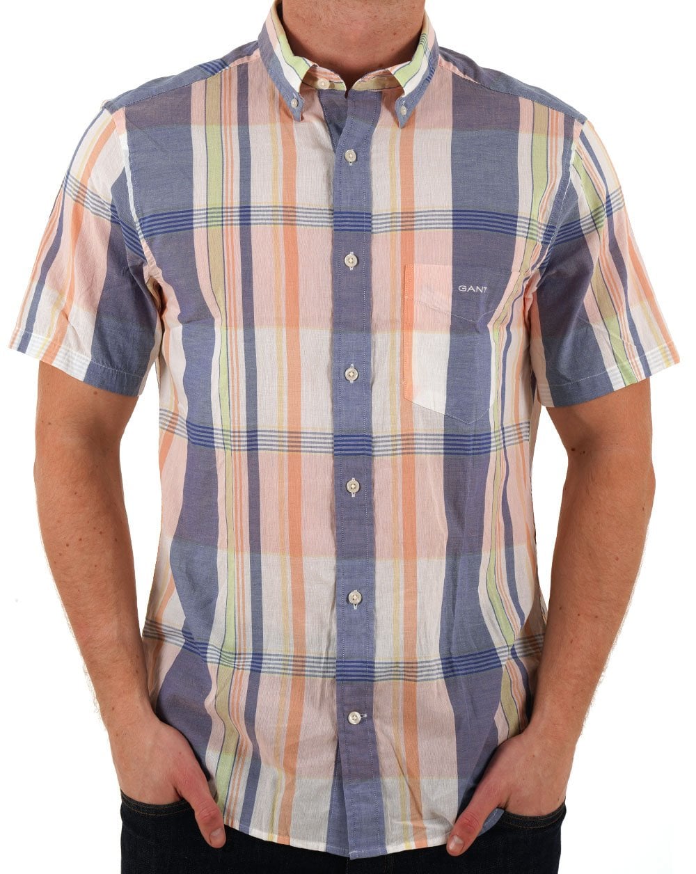 Gant Indian Madras Short Sleeve Shirt Eggshell