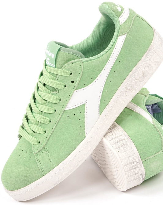 Diadora Game L Low Suede Waxed Trainer Pistachio Green/White