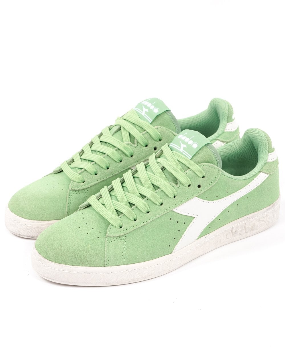 Diadora Game L Low Suede Waxed Trainer Pistachio Green/White