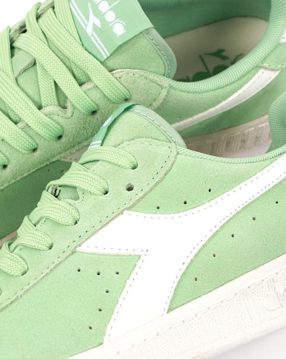 Diadora Game L Low Suede Waxed Trainer Pistachio Green/White