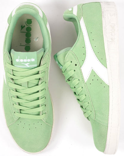 Diadora Game L Low Suede Waxed Trainer Pistachio Green/White