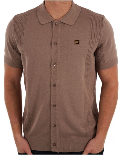 Fila Gold Pointelle Knit Shirt Mocha