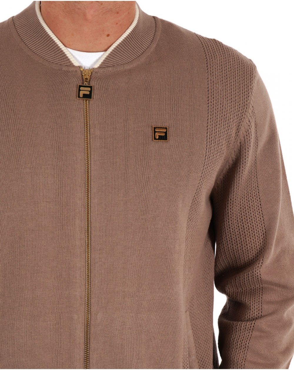 Fila Gold Pointelle Knit Track Top Mocha