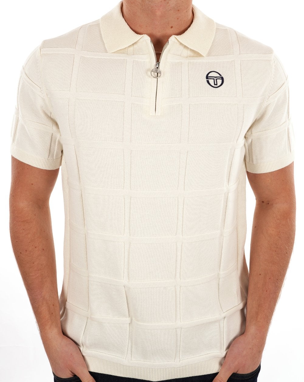 Sergio Tacchini Lorenzo 1/4 Zip Knit Polo Gardenia