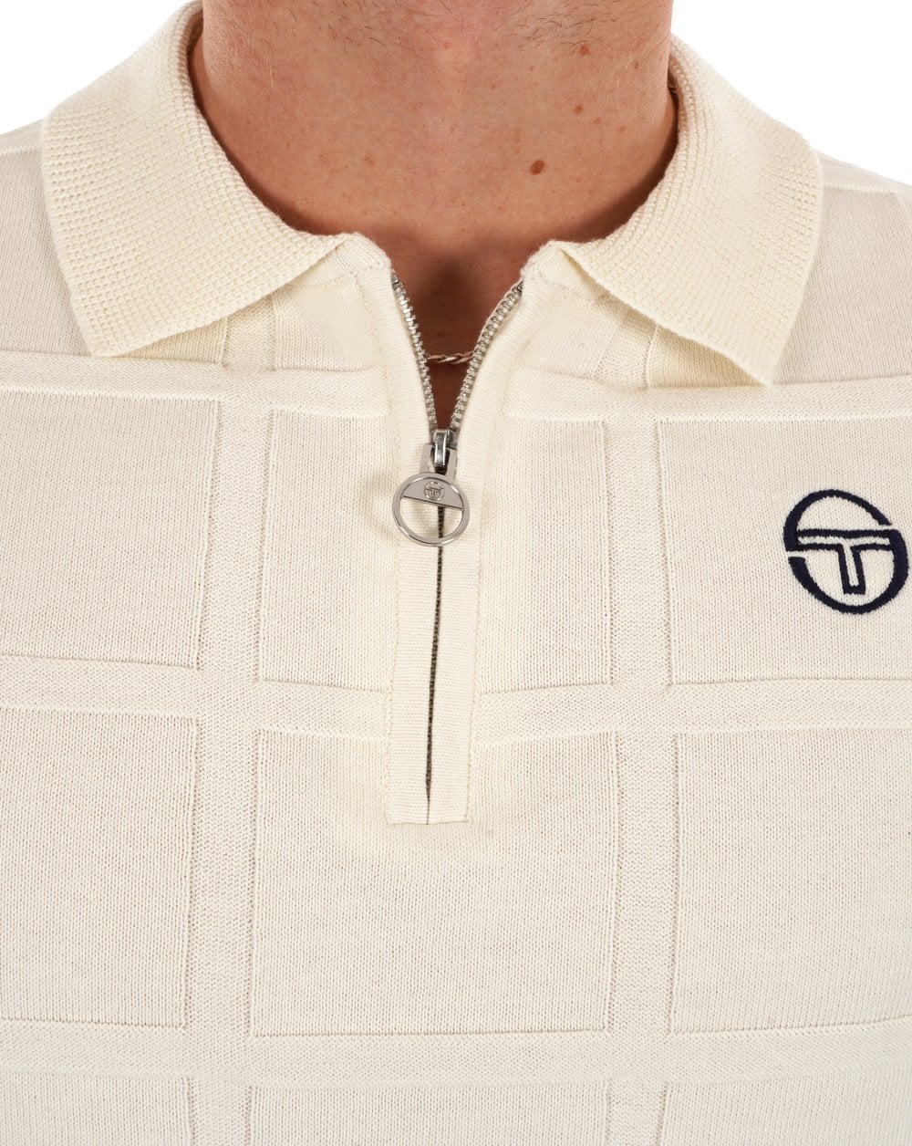 Sergio Tacchini Lorenzo 1/4 Zip Knit Polo Gardenia