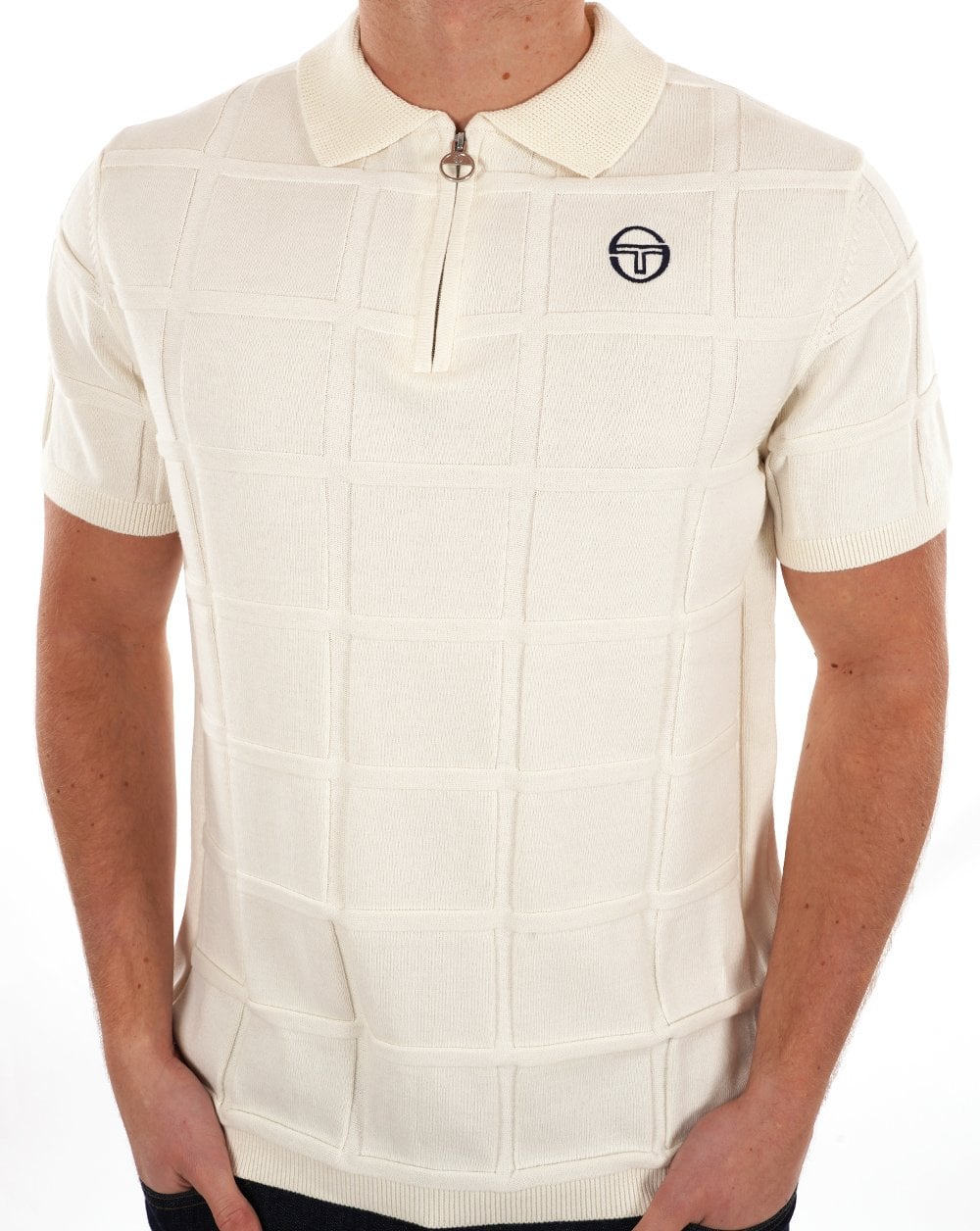 Sergio Tacchini Lorenzo 1/4 Zip Knit Polo Gardenia