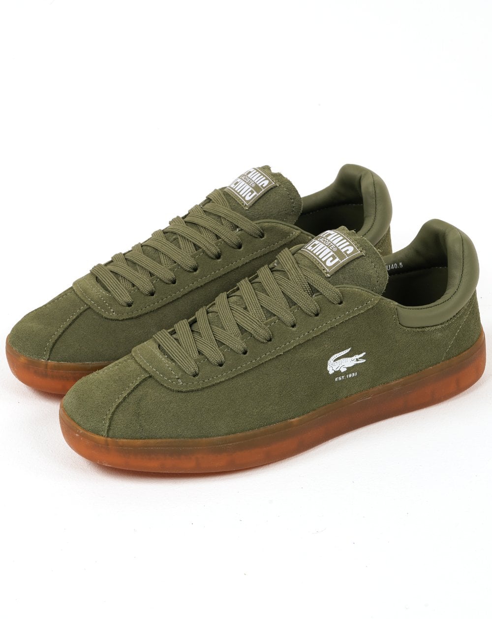 Lacoste Baseshot Suede Trainers Khaki/Gum