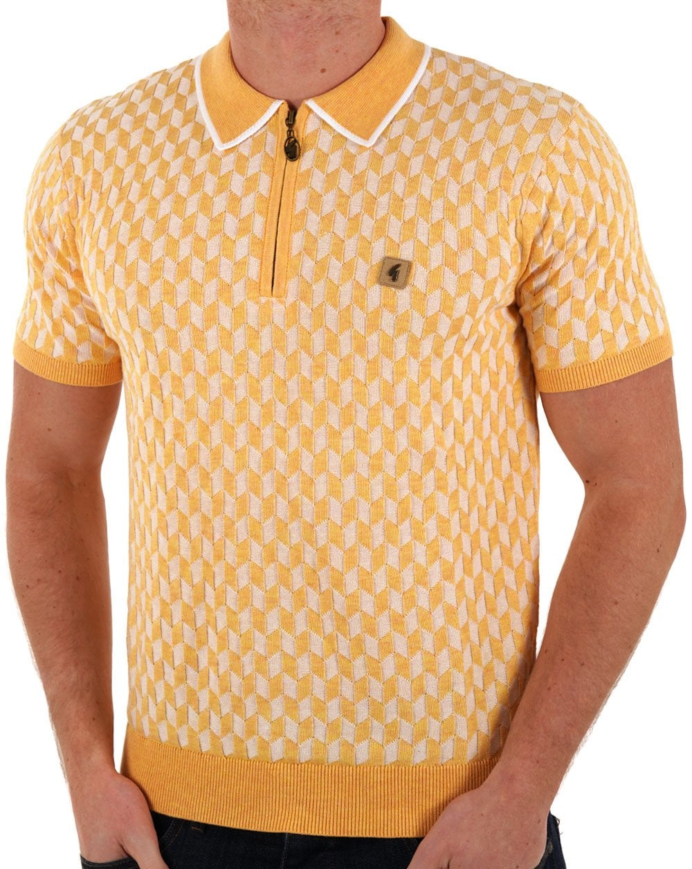 Gabicci Vintage Carter Knit 1/4 Zip Polo Pineapple