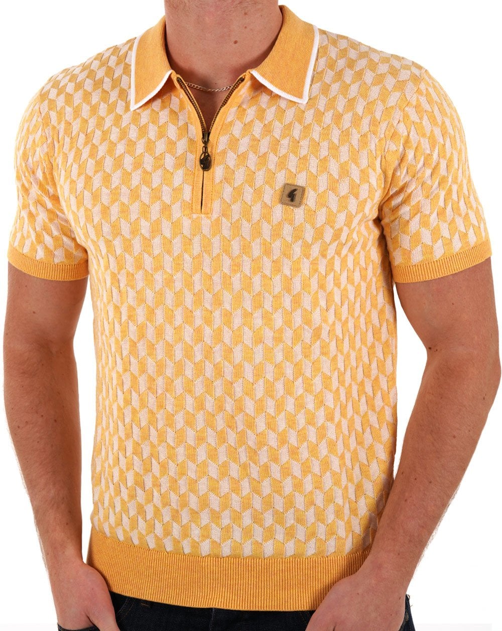 Gabicci Vintage Carter Knit 1/4 Zip Polo Pineapple