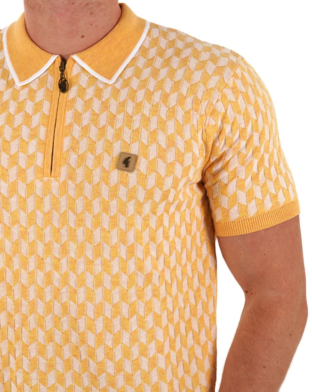 Gabicci Vintage Carter Knit 1/4 Zip Polo Pineapple