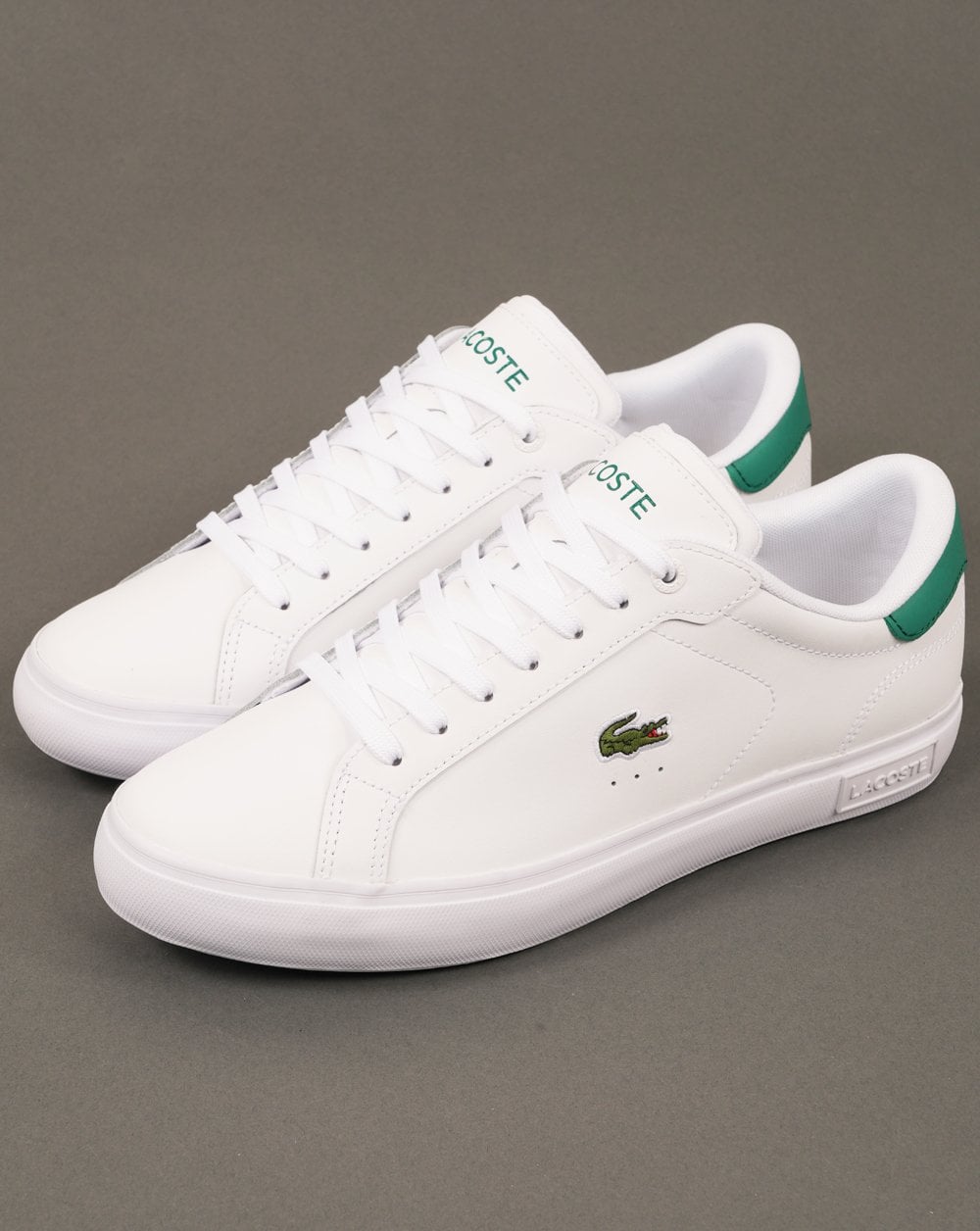 Lacoste Powercourt 125 Leather Trainers White/Green